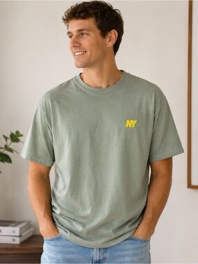 Only NY Sage Green Logo T Shirt Men’s XL Streetwear Made in Peru Cotton Tee